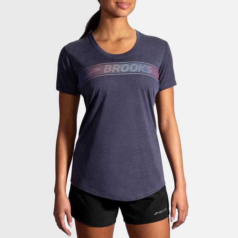 Brooks Distance Graphic Hardlooptanktop voor Dames Grijs (MINPZ-9402)